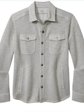 Tommy Bahama Trinidad CPO Grey Shirt Jacket Snap Up Pockets Men’s Size 3XLB